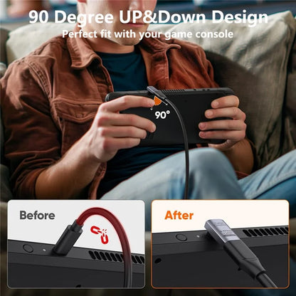 CABLECREATION USB 4.0 Elbow Type-C Male to Type-C Female Converter 240W Fast Charging Adapter