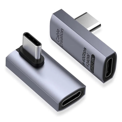 CABLECREATION USB 4.0 Elbow Type-C Male to Type-C Female Converter 240W Fast Charging Adapter
