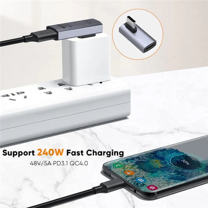 CABLECREATION USB 4.0 Elbow Type-C Male to Type-C Female Converter 240W Fast Charging Adapter