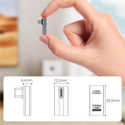 CABLECREATION USB 4.0 Elbow Type-C Male to Type-C Female Converter 240W Fast Charging Adapter