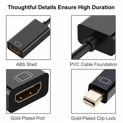 MINDPURE AD007 Plug and Play 4K 30Hz Video Output Mini DP to HD Male to Female Adapter Cable