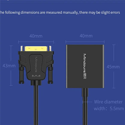 MINDPURE AD013 1920x1080P 60Hz DVI to VGA Male to Female Adapter Cable for Projectors Monitors