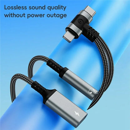 8 Pin / Type-C to Type-C + 3.5mm Audio Converter Nylon Braided Cable Support 10W Fast Charging