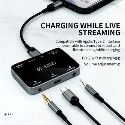 MH319 For 8-Pin iOS / Type-C Android Stereo Live Streaming Converter Sound Card Karaoke Adapter
