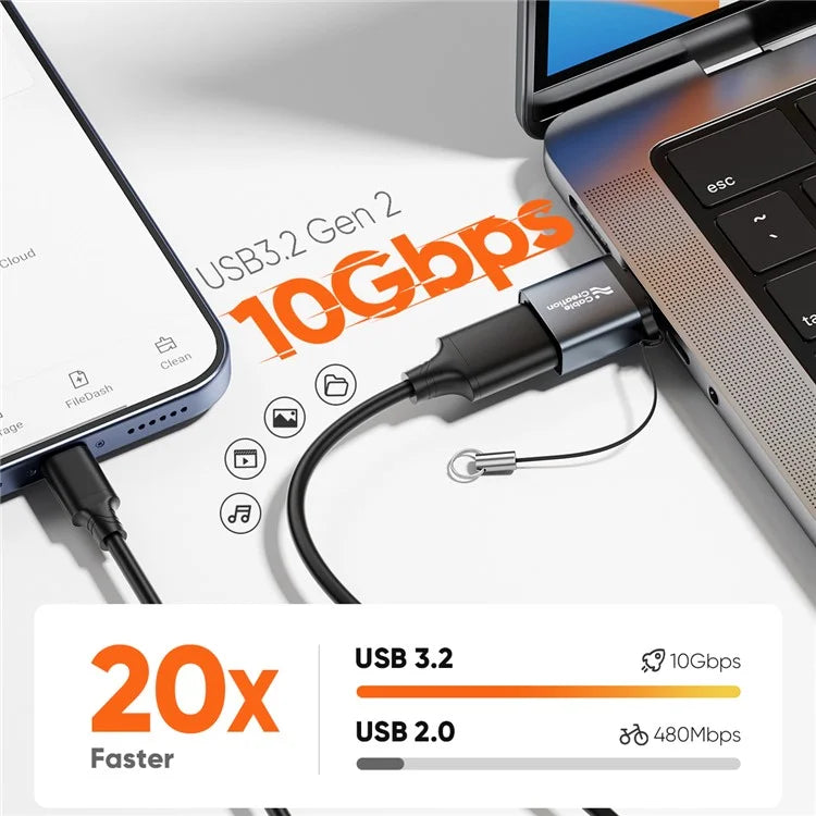 CABLECREATION CC1326 Type-C to USB Converter 10Gbps High Speed OTG Adapter
