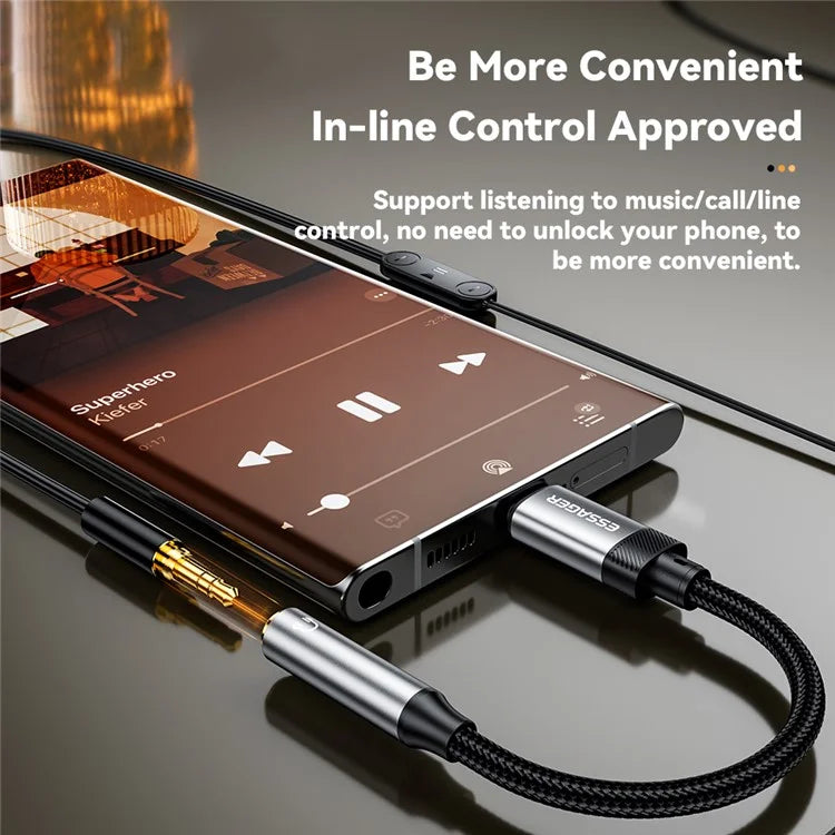 ESSAGER Type-C Male to 3.5mm Female Headphone Connection Audio Adapter Cable