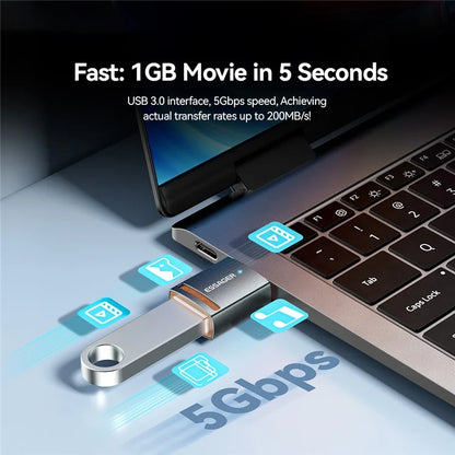 ESSAGER Type-C Female to USB Male Adapter Aluminum Alloy OTG Connector