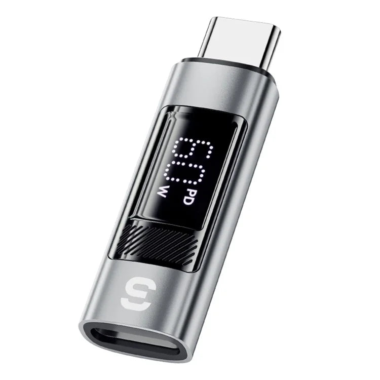 ESSAGER Fast Charging Adapter 480Mbps Aluminum Alloy Mini Converter with Digital Display - iP Female to Type-C Male