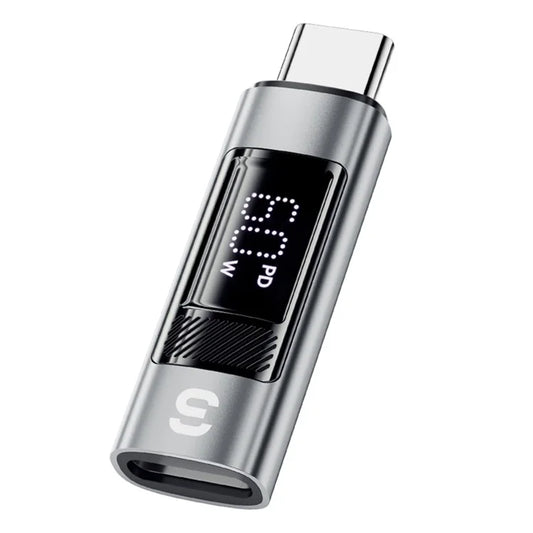 ESSAGER Fast Charging Adapter 480Mbps Aluminum Alloy Mini Converter with Digital Display - iP Female to Type-C Male