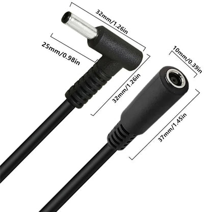15cm 90 Degree 4.5mmx3.0mm Male to Female Adapter DC Power Connector Cable for HP / Dell Laptops