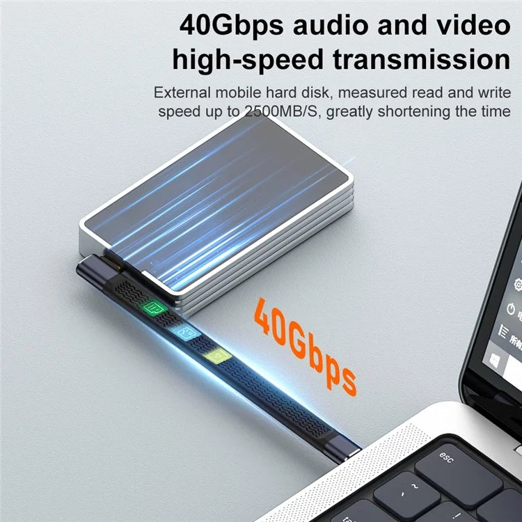 USB Type-C Male to Male Middle Elbow FPC Soft Wire 40Gbps Data Cable Support 240W Fast Charging