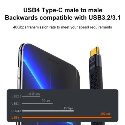 USB Type-C Male to Male Middle Elbow FPC Soft Wire 40Gbps Data Cable Support 240W Fast Charging