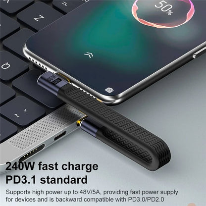 USB Type-C Male to Male Elbow FPC Soft Wire 40Gbps Data Cable Support 240W Fast Charging