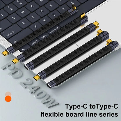 USB Type-C Male to Male Elbow FPC Soft Wire 40Gbps Data Cable Support 240W Fast Charging