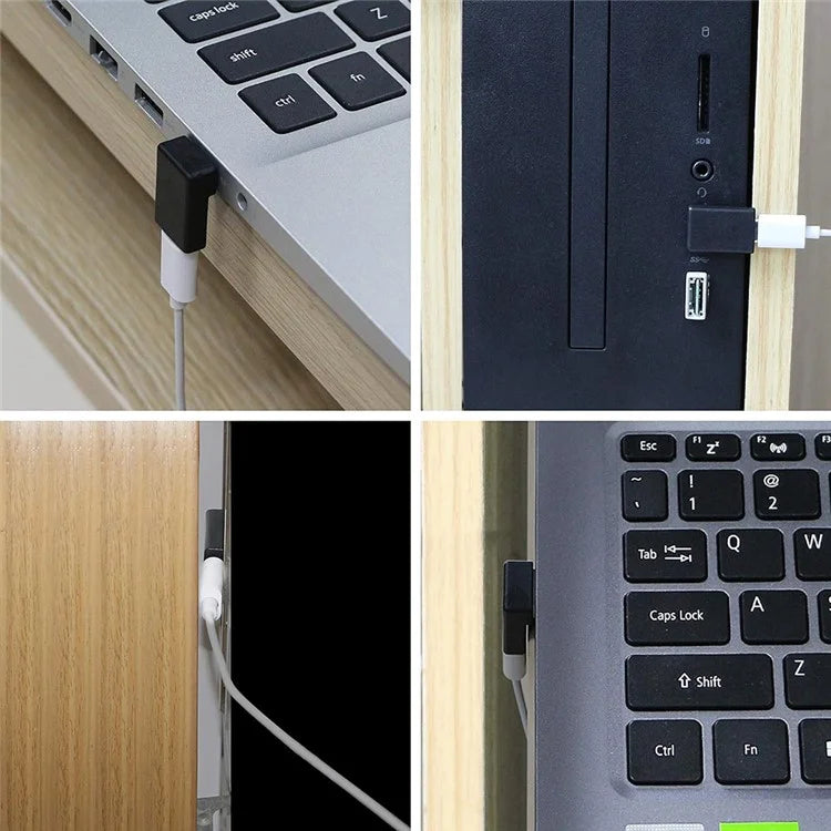 ENKAY HAT PRINCE 2Pcs 90 Degree USB 3.0 Male to Type-C Female Converter Right Angle Mini Adapter