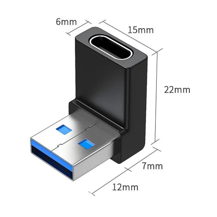 ENKAY HAT PRINCE 2Pcs 90 Degree USB 3.0 Male to Type-C Female Converter Right Angle Mini Adapter