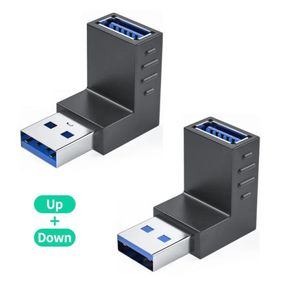 ENKAY HAT PRINCE 2Pcs Right Angle Converter USB 3.0 Male to Female 90 Degree Adapter