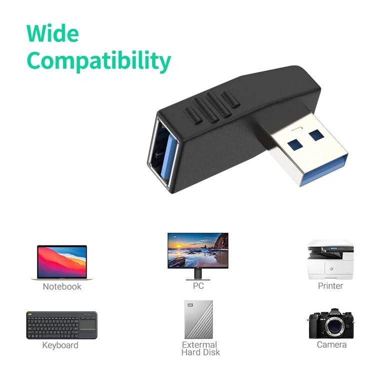 ENKAY HAT PRINCE USB 3.0 Male to Female Converter 90 Degree Right Angle Adapter