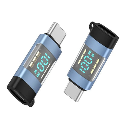 USB 3.1 Type-C to Type-C Male to Female Converter OTG Adapter with Digital Display