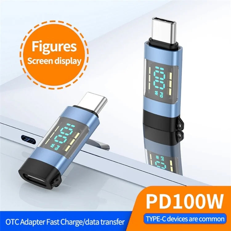 USB 3.1 Type-C to Type-C Male to Female Converter OTG Adapter with Digital Display