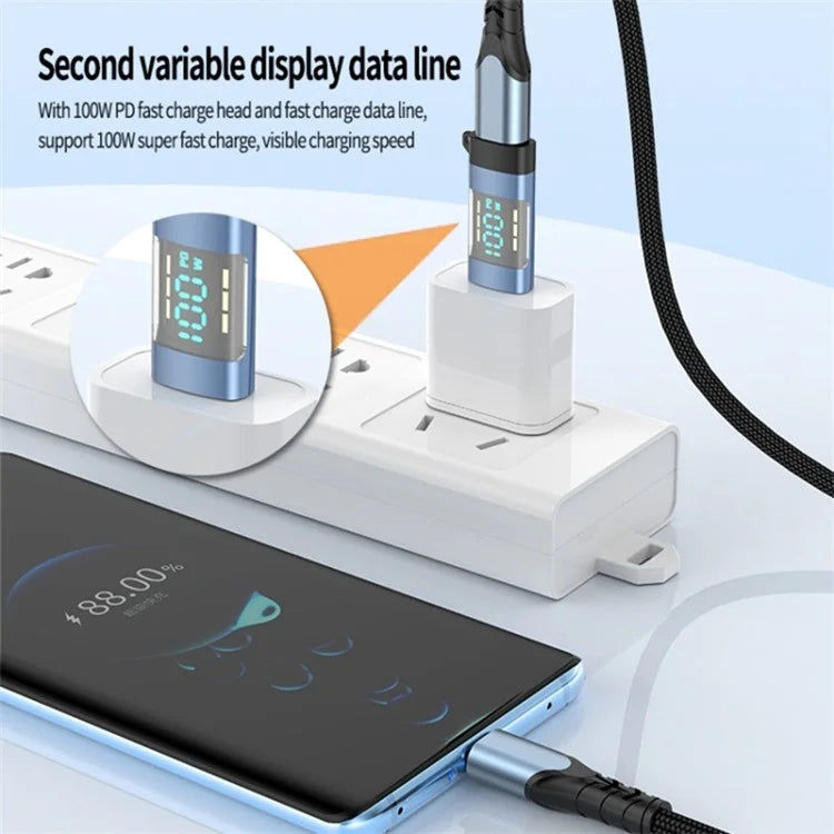 USB 3.1 Type-C to Type-C Male to Female Converter OTG Adapter with Digital Display