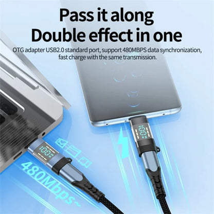 USB 3.1 Type-C to Type-C Male to Female Converter OTG Adapter with Digital Display