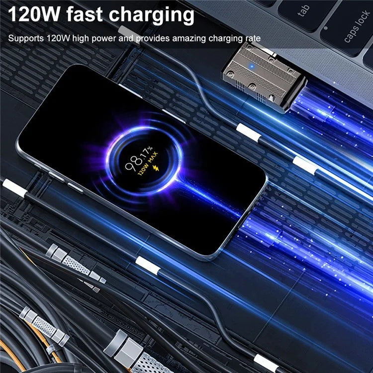 USB 3.1 Gen2 to Type-C Converter 10Gbps Middle Elbow Adapter Support 120W Fast Charging