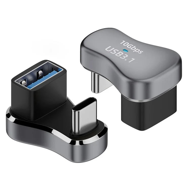 140W 10Gbps Type-C Male to USB Female Adapter U-Shaped Elbow USB3.1 Charging Cable Converter