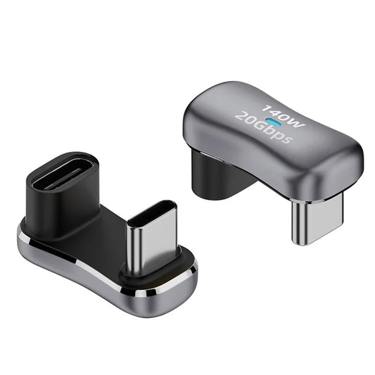 140W 20Gbps Type-C Male to Type-C Female Adapter U-Shaped Elbow Charging Cable Converter Support 4K / 60Hz