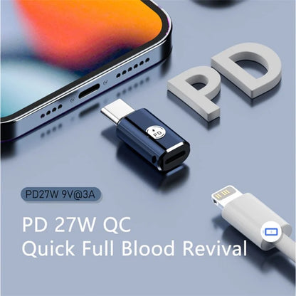 PD 27W Type-C Male to iP iOS Female Fast Data Transmission Adapter for iPhone, iPad, MacBook