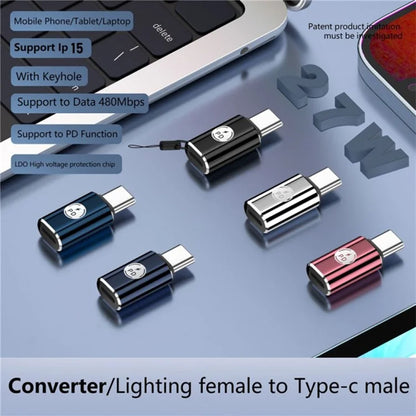 PD 27W Type-C Male to iP iOS Female Fast Data Transmission Adapter for iPhone, iPad, MacBook