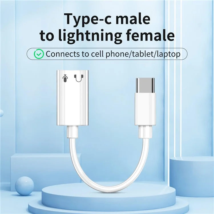 USB-C to iP Headphone Converter for iPhone 15 Series Huawei Samsung Xiaomi LG Type-C Headset Adapter