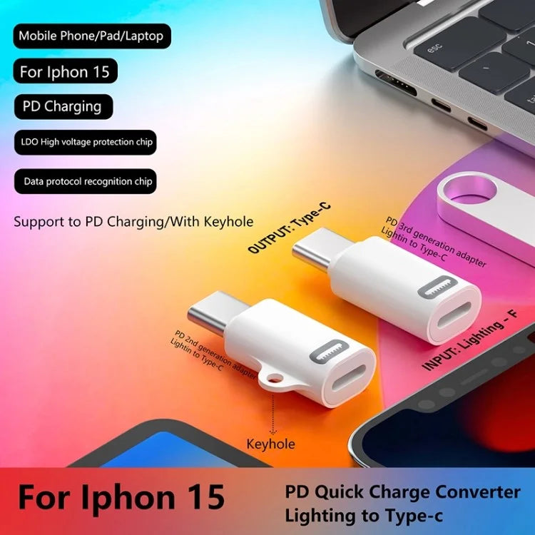 Gen2 Type-C Male to iP Female Converter Fast Data Transmission Adapter for iPhone Supports PD Charging