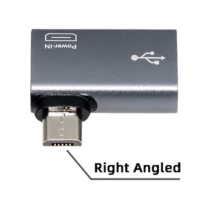 U2-009-RI For Phone Tablet Right Angled 90 Degree Micro USB 2.0 to Type-A Female OTG Adapter with USB Power