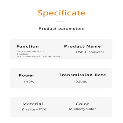 Angled 140W 5A Magnetic USB 4.0 Type-C Male to Female 40Gbps Data OTG Adapter