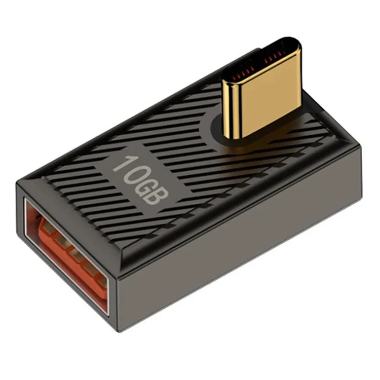 USB-A 3.1 Female to Type-C Male Middle Bend 120W Fast Charging 10Gbps OTG Adapter