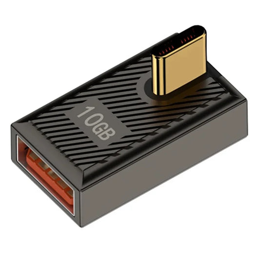 USB-A 3.1 Female to Type-C Male Middle Bend 120W Fast Charging 10Gbps OTG Adapter