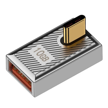 USB-A 3.1 Female to Type-C Male Middle Bend 120W Fast Charging 10Gbps OTG Adapter