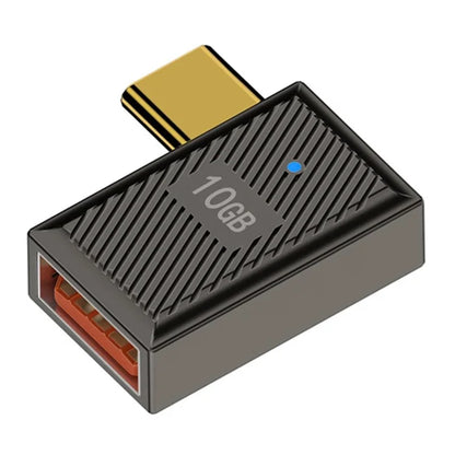 USB-A 3.1 Female to Type-C Male Side Bend Converter 10Gbps 120W OTG Adapter