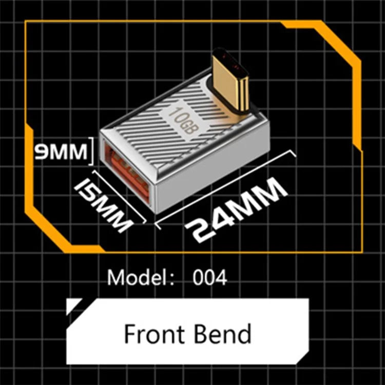 120W 10Gbps USB-A 3.1 Female to Type-C Male Up Angled OTG Adapter
