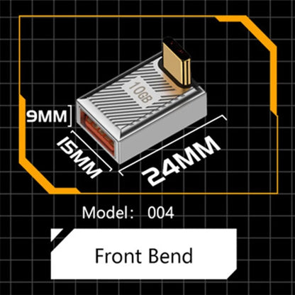 120W 10Gbps USB-A 3.1 Female to Type-C Male Up Angled OTG Adapter
