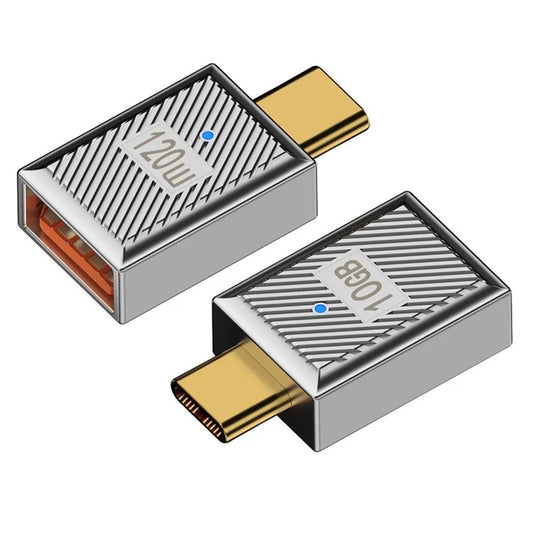 120W 10Gbps Mini Converter USB-A 3.1 Female to Type-C Male Straight OTG Adapter