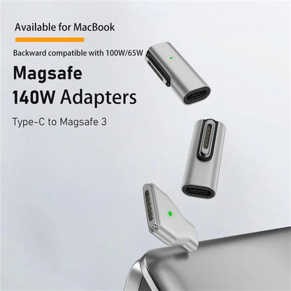 Magnetic 3 to Type-C Adapter PD 140W Fast Charging Converter for MacBook