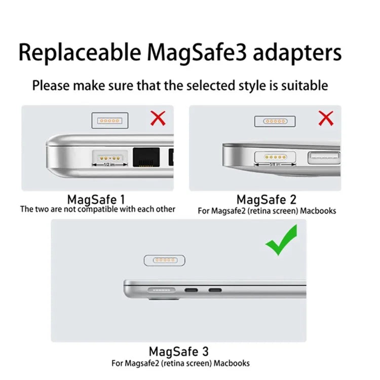 Side Bend USB-C to Magnetic 3 Adapter Right Angle PD 140W Charging Converter Compatible with MacBook