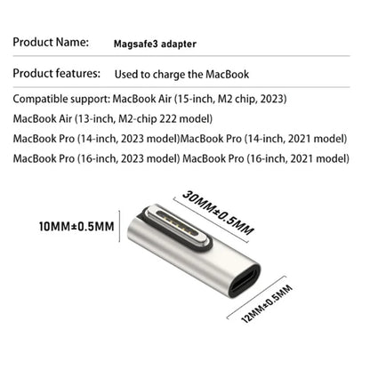 Middle Bend PD 140W USB-C to Magnetic 3 Adapter for MacBook Charging Right Angle Converter