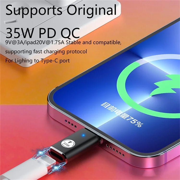 USB-C Adapter Type-C Male to iOS Female PD 35W Fast Charging Data Transfer Converter