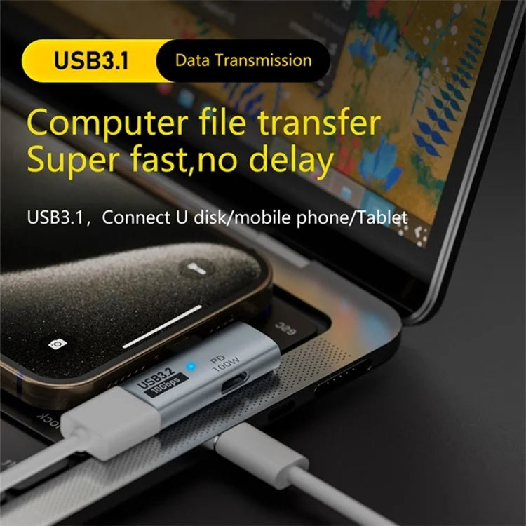 USB 3.2 Adapter Type-C to USB-A  /  USB-C Adapter 10Gbps OTG USB-C 2 to 1 Converter with PD 100W ChargeBlack