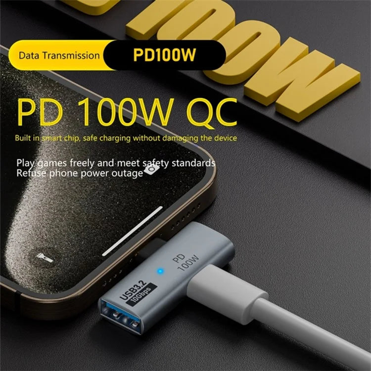 USB 3.2 Adapter Type-C to USB-A  /  USB-C Adapter 10Gbps OTG USB-C 2 to 1 Converter with PD 100W ChargeBlack