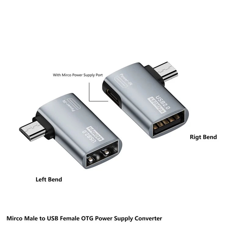 Micro USB Male to USB Female OTG Adapter Micro USB to USB-A + USB2.0 Charging Data Converter