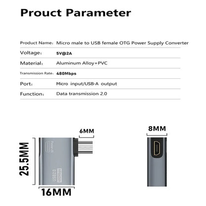 Micro USB Male to USB Female OTG Adapter Micro USB to USB-A + USB2.0 Charging Data Converter
